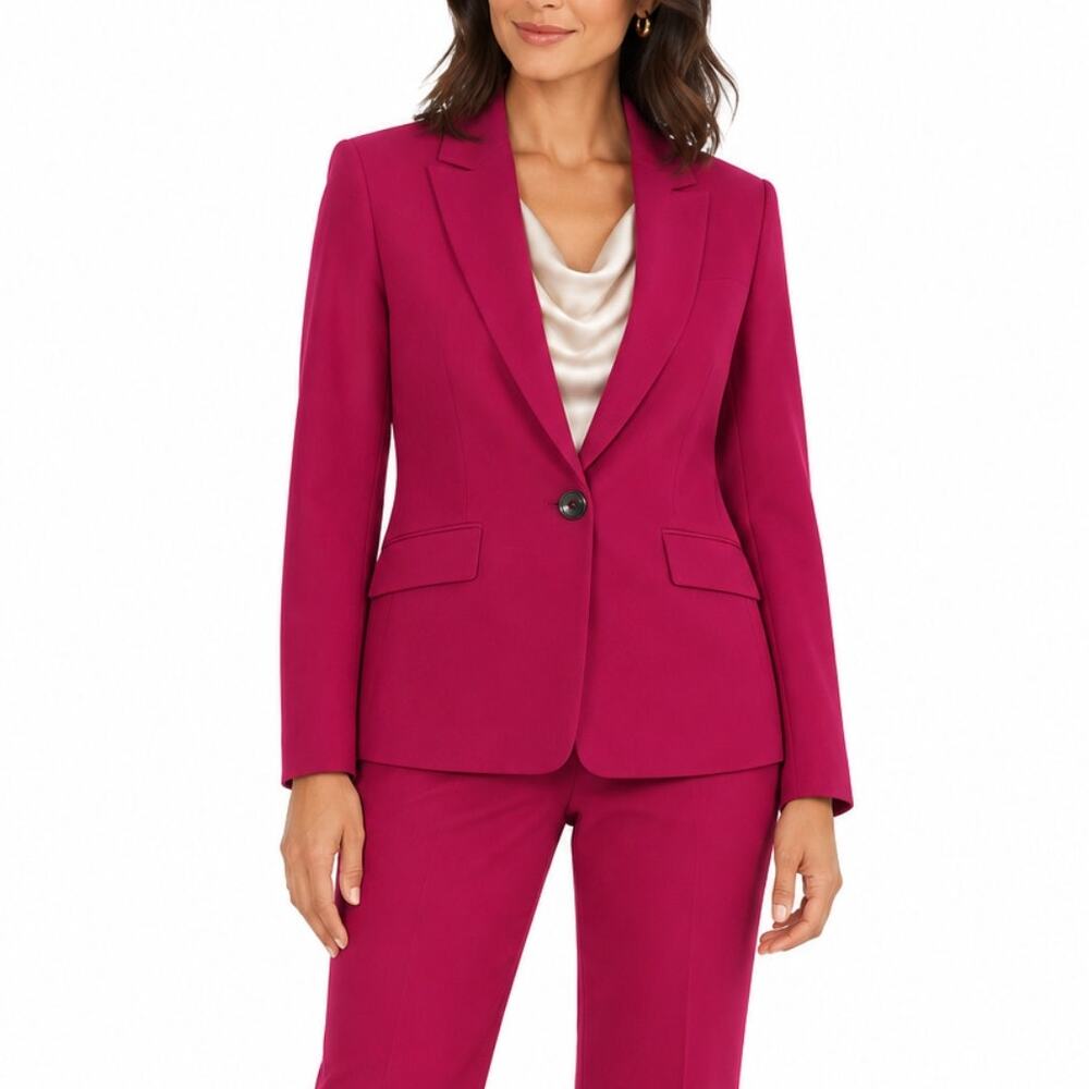 Kasper One-Button Peak Lapel Blazer Magenta Pink Jacket Size 8 Cherise or Shiraz